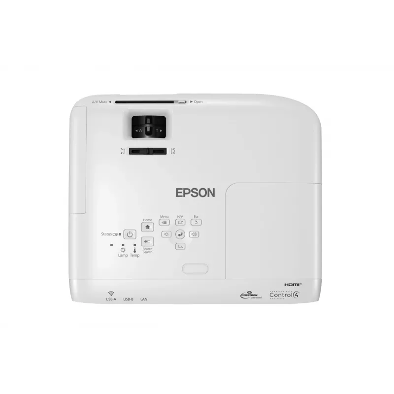 Lauaprojektor Epson EB-W49 — 3LCD, WXGA 1280×800, 3800 ANSI lm, 16:10, 1,2x manuaalne suum, 2,7 kg, valge