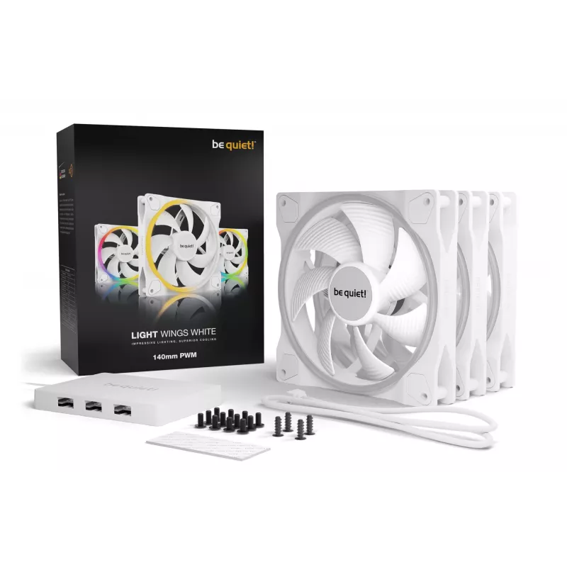 be quiet! Light Wings White | 140mm PWM kolmikpakett arvuti korpuse ventilaator 14 cm 3 tk