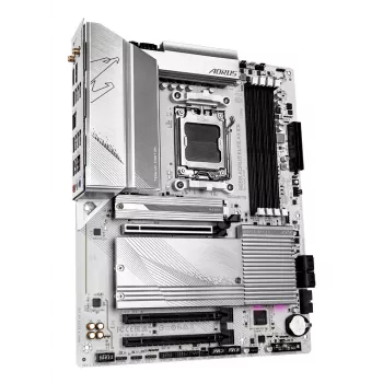 GIGABYTE B650 AORUS ELITE AX ICE emaplaat – toetab AMD Ryzen 9000 protsessoreid, 12+2+2 faasi digitaalne VRM, kuni 8000 MHz DDR5 (OC), 1xPCIe 5.0 + 2xPCIe 4.0 M.2, Wi-Fi 6E, 2.5GbE LAN, USB 3.2 Gen 2x2