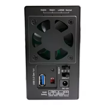 LC-POWER Lc-35u3-rid-2, väline 2x 3,5-tolline SATA kõvaketta korpus RAID-funktsiooniga, alumiinium, must