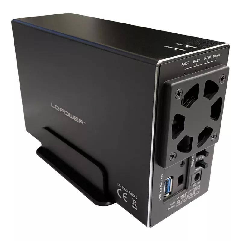 LC-POWER Lc-35u3-rid-2, väline 2x 3,5-tolline SATA kõvaketta korpus RAID-funktsiooniga, alumiinium, must