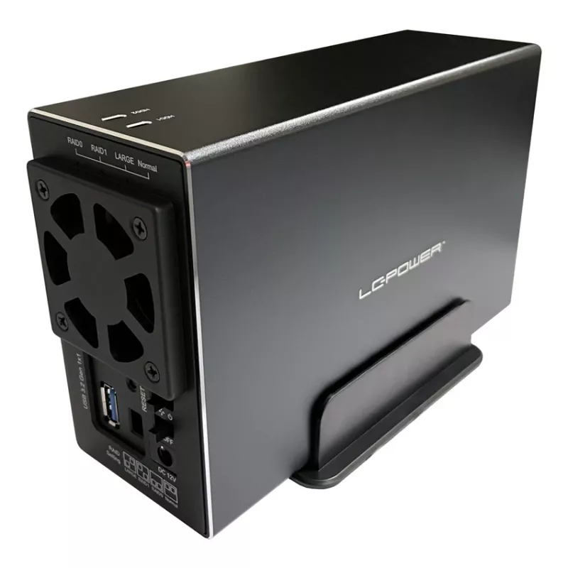 LC-POWER Lc-35u3-rid-2, väline 2x 3,5-tolline SATA kõvaketta korpus RAID-funktsiooniga, alumiinium, must