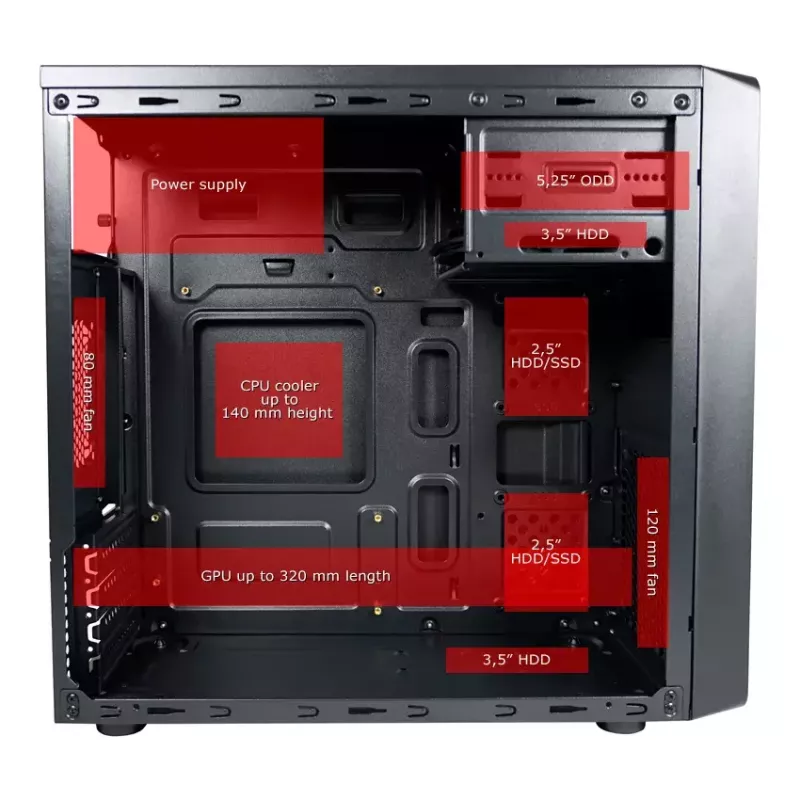 Arvuti korpus LC-Power LC-2017MB-ON Micro Tower Must