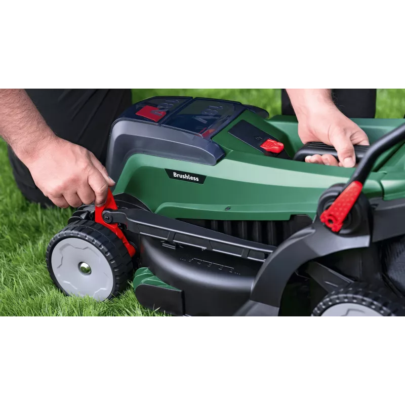 Bosch 37-550 Walk behind lawn mower aku Must, roheline