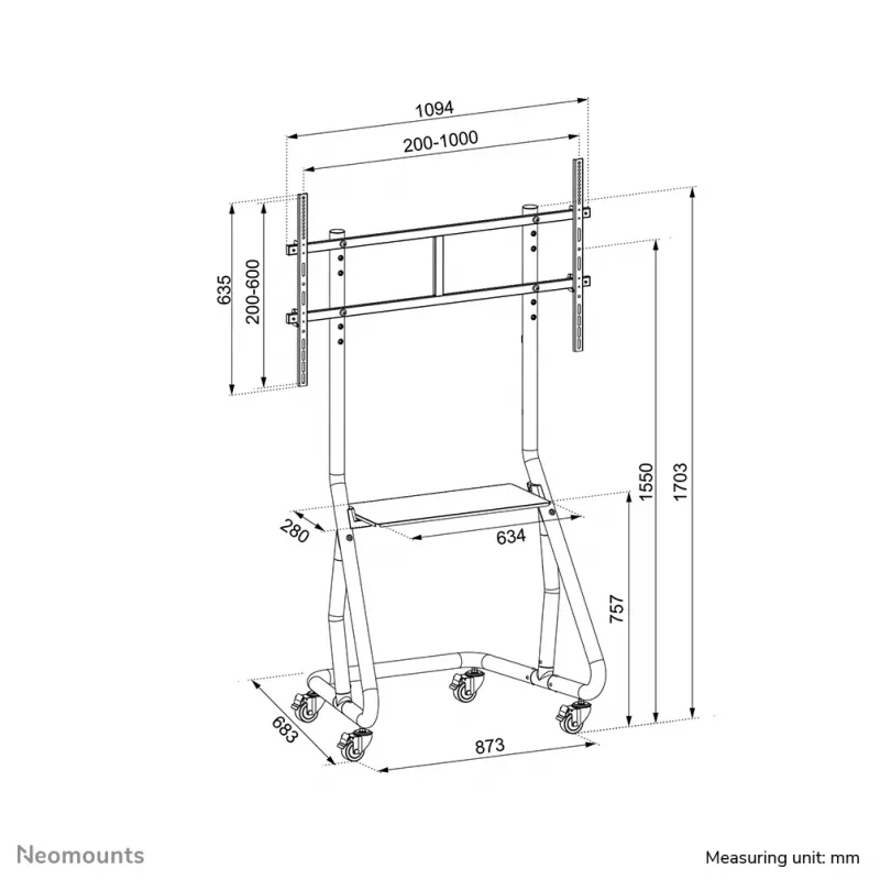 Neomounts NS-M3800Must TV-käru 60-100 tolli