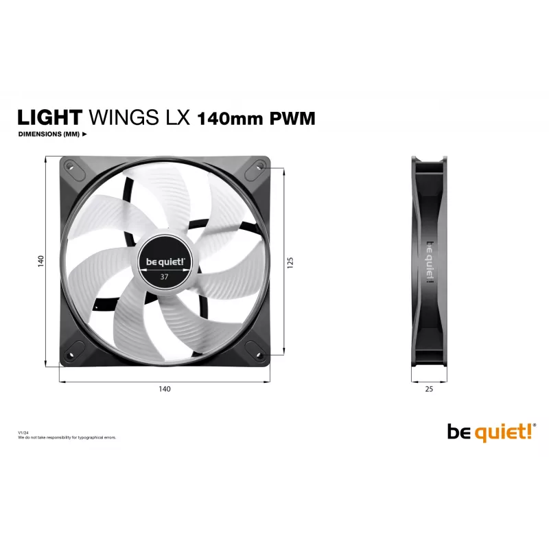 be quiet LIGHT WINGS LX 140mm PWM 3-Pack Mustad arvuti korpusventilaatorid 14 cm 3 tk
