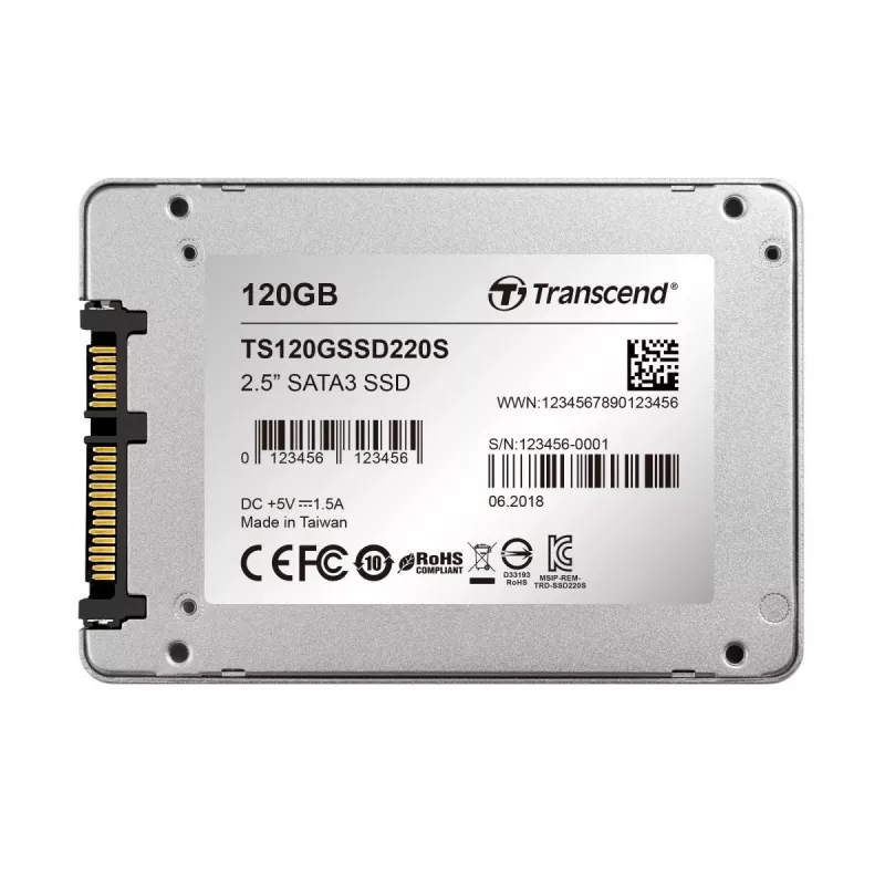 TRANSCEND SSD 220s 120GB 2.5in SATA 6gb/s Tlc Alumiiniumkorpus