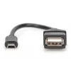 DIGITUS USB 2.0 adapterkaabel, OTG, tüüp mini B - A M/F, 20 cm, USB 2.0 ühilduv, must