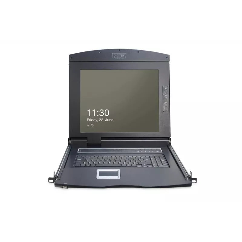 DIGITUS Moduleeritud 43,2 cm (17 inch) TFT konsool 8-pordilise KVM-iga RAL 9005 must - Qwerty US