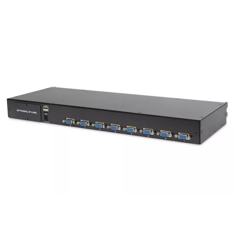 DIGITUS Moduleeritud 43,2 cm (17 inch) TFT konsool 8-pordilise KVM-iga RAL 9005 must - Qwerty US
