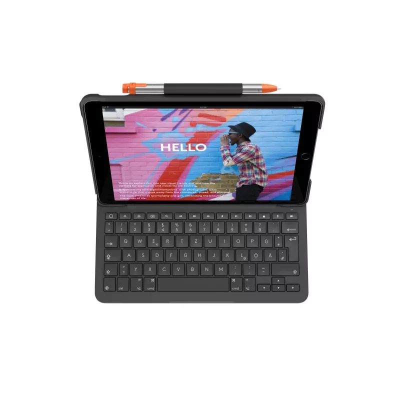 LOGITECH Slim Folio iPad 7. põlvkonnale, grafiit, QWERTZ saksa