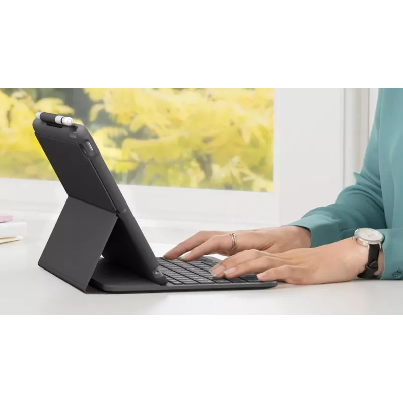 LOGITECH Slim Folio iPad 7. põlvkonnale, grafiit, QWERTZ saksa