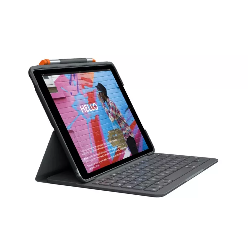 LOGITECH Slim Folio iPad 7. põlvkonnale, grafiit, QWERTZ saksa