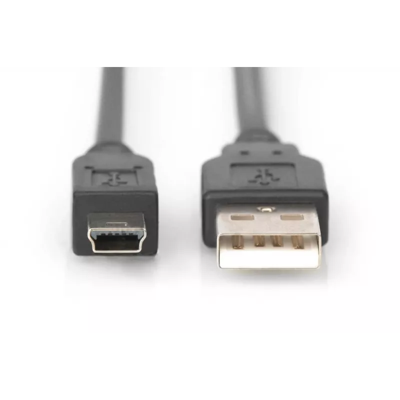 DIGITUS USB 2.0 ühenduskaabel, tüüp A - mini B (5 kontaktiga) M/M, 3 m USB 2.0 ühilduv must