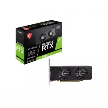 MSI graafikakaart GeForce RTX 3050 6 GB GDDR6, PCIe x8 4.0, 1492 MHz boost, 96-bit, 2x HDMI 2.1 + DP 1.4a, 70 W, 2 ventilaatorit, FH/HL