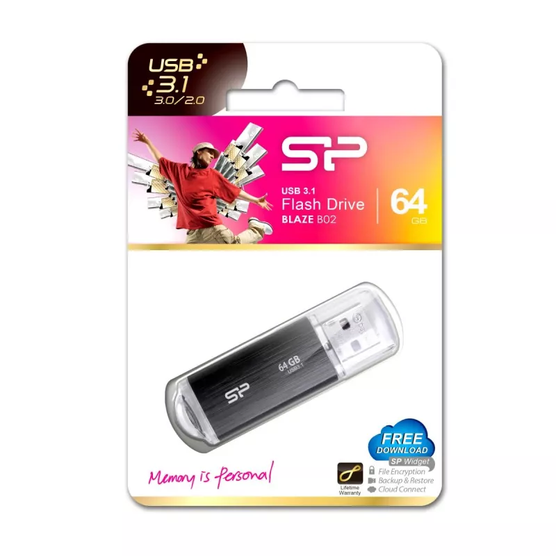 SILICON POWER USB-mälupulk - 64 GB Silicon Power USB3.2 B02 Must