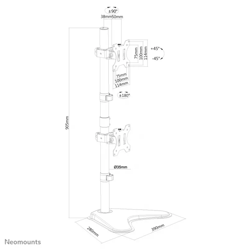Neomounts FPMA-D550DDVBLACK Monitori alus 10-32 tolli - vertikaalne paigaldus