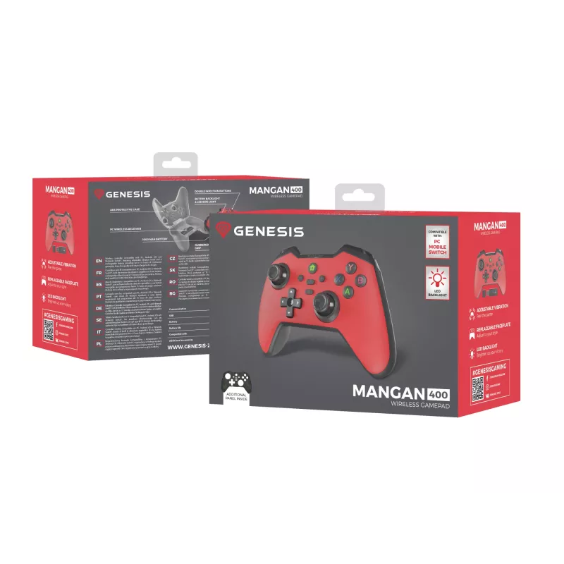 GENESIS Mangan 400 Punane Bluetooth-mängupult Analoog/Digitaalne Android, MAC, Nintendo Switch, PC, iOS