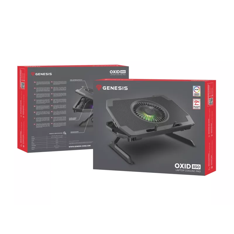 GENESIS Oxid 850 sülearvuti jahutusalus 43,9 cm (17,3 tolli) 2500 RPM Must