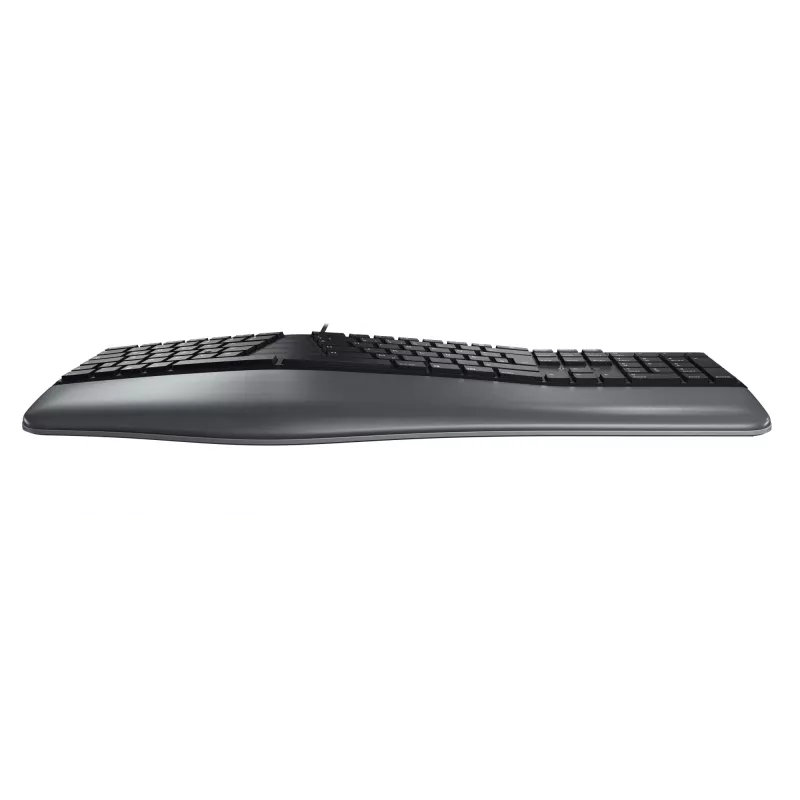 Juhtmega ergonoomiline täissuuruses klaviatuur Cherry KC 4500 ERGO Must USB QWERTY UK 109 klahvi kõvera paigutusega randmetugi 1,8 m kaabel