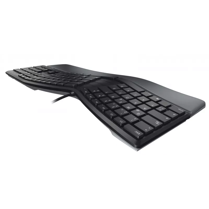 Juhtmega ergonoomiline täissuuruses klaviatuur Cherry KC 4500 ERGO Must USB QWERTY UK 109 klahvi kõvera paigutusega randmetugi 1,8 m kaabel