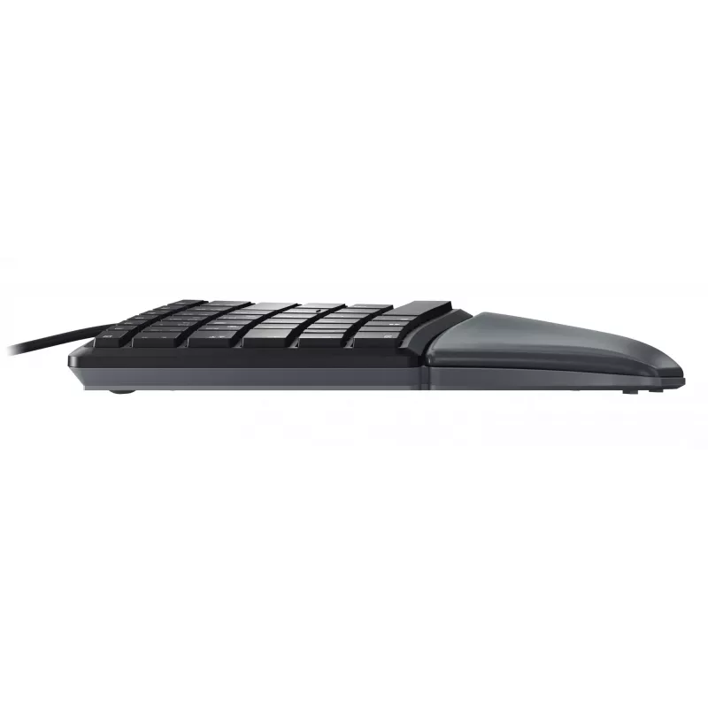 Juhtmega ergonoomiline täissuuruses klaviatuur Cherry KC 4500 ERGO Must USB QWERTY UK 109 klahvi kõvera paigutusega randmetugi 1,8 m kaabel