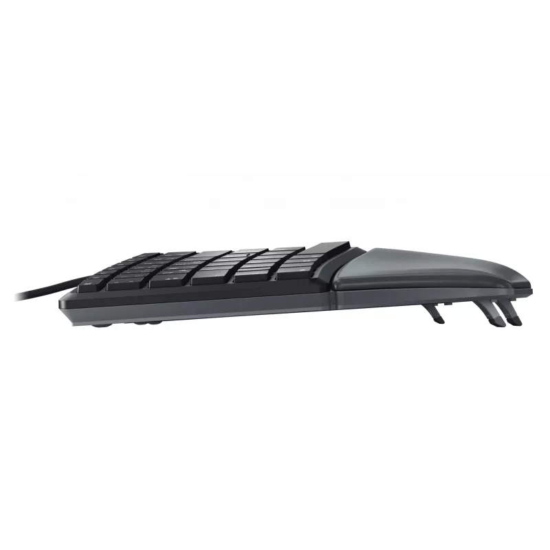 Juhtmega ergonoomiline täissuuruses klaviatuur Cherry KC 4500 ERGO Must USB QWERTY UK 109 klahvi kõvera paigutusega randmetugi 1,8 m kaabel