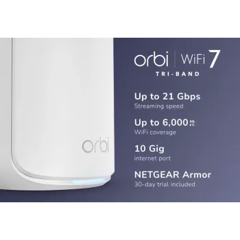 NETGEAR Orbi 870 kolmeribaline (2,4 GHz / 5 GHz / 6 GHz) Wi-Fi 7 (802.11be) valge 4 sisemist