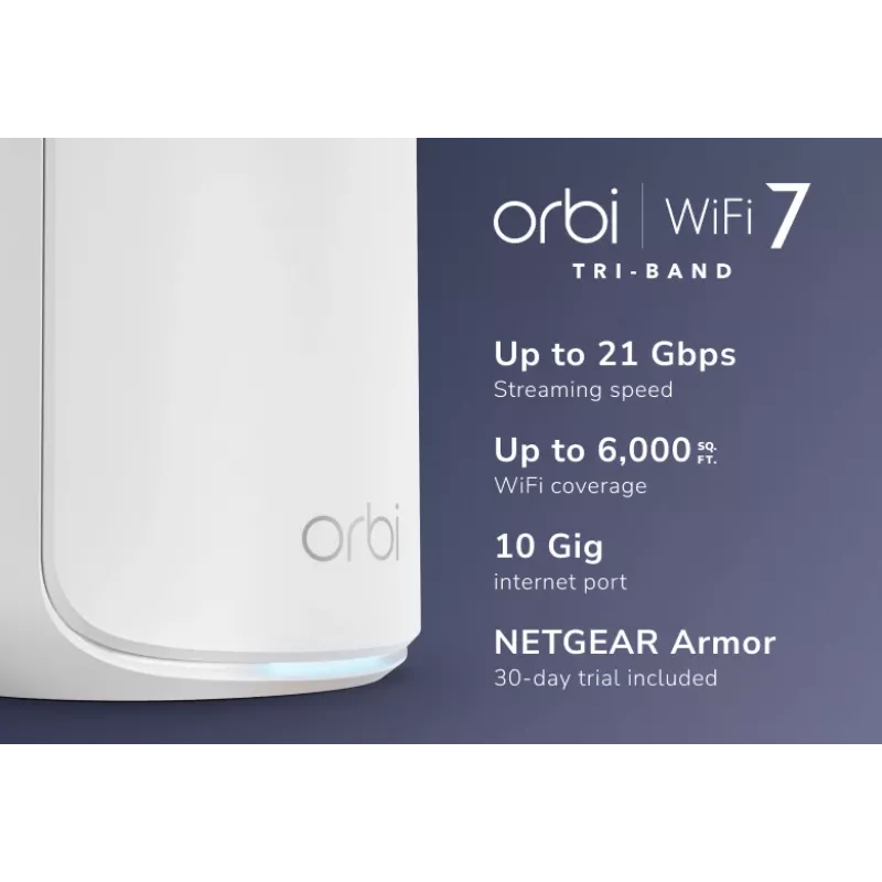 NETGEAR Orbi 870 kolmeribaline (2,4 GHz / 5 GHz / 6 GHz) Wi-Fi 7 (802.11be) valge 4 sisemist