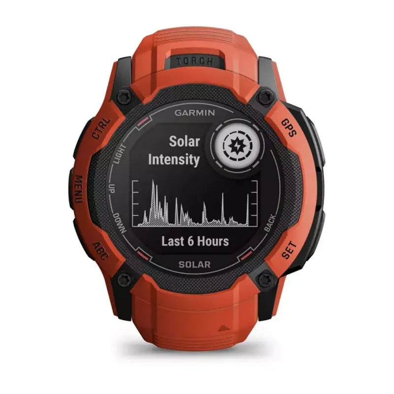 Nutikell GARMIN Instinct 2X Solar — spordikell, 50 mm polümeerkorpus, päikeseenergia laadimine, GPS (GPS/GLONASS/Galileo), 10 ATM, silikoonrihm