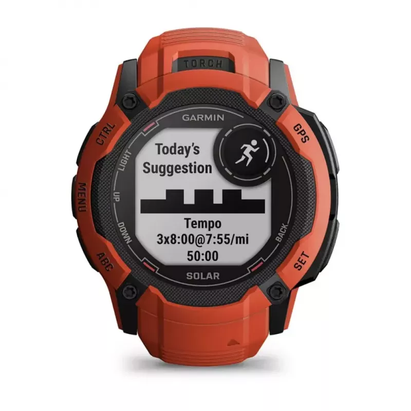 Nutikell GARMIN Instinct 2X Solar — spordikell, 50 mm polümeerkorpus, päikeseenergia laadimine, GPS (GPS/GLONASS/Galileo), 10 ATM, silikoonrihm