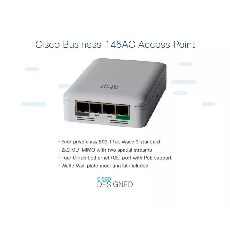 CISCO Cbw145ac 802.11ac 2x2 Wave 2 pääsupunkti seinaplaat