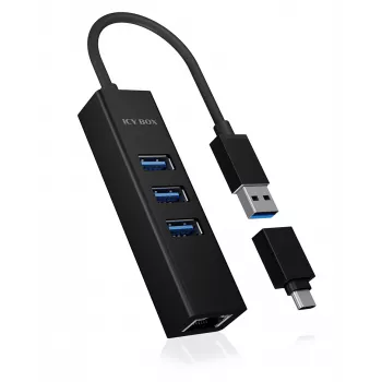 ICY BOX IB-HUB1419-LAN USB 3.2 Gen 1 (3.1 Gen 1) Type-A Must