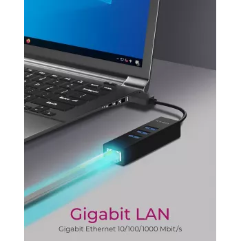 ICY BOX IB-HUB1419-LAN USB 3.2 Gen 1 (3.1 Gen 1) Type-A Must