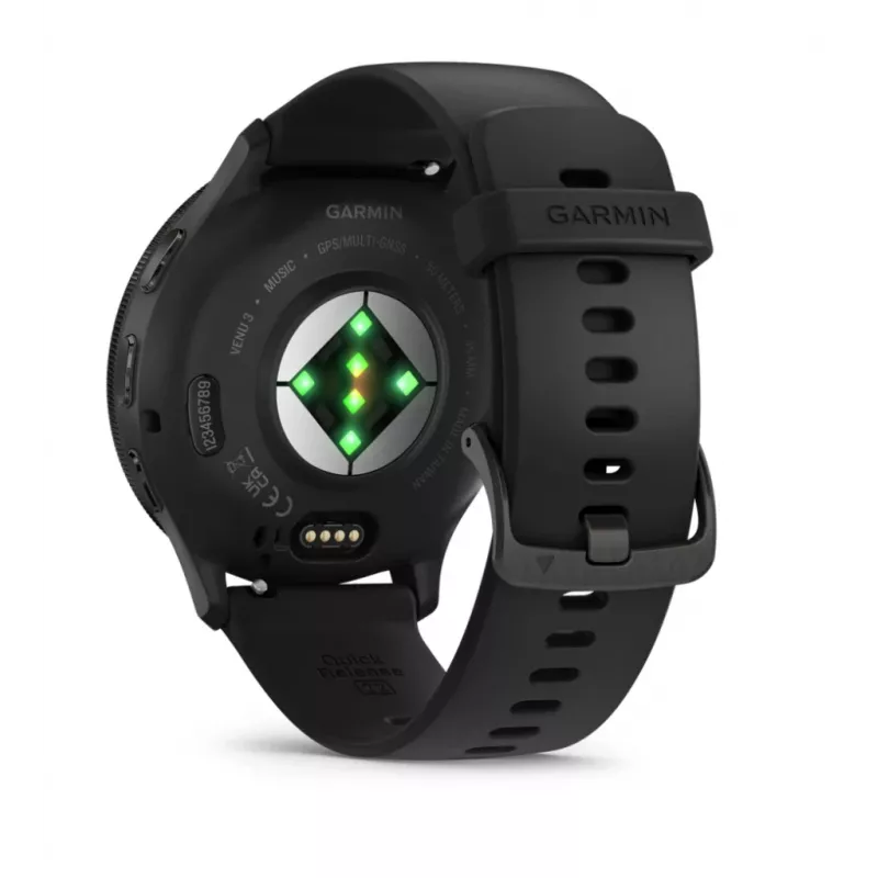 GARMIN INTERNATIONAL Venu 3 - Tumehall roostevabast terasest raam, must korpus ja silikoonrihm - 45 mm