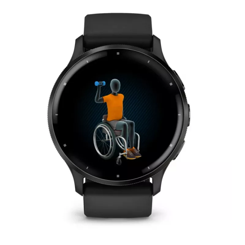 GARMIN INTERNATIONAL Venu 3 - Tumehall roostevabast terasest raam, must korpus ja silikoonrihm - 45 mm