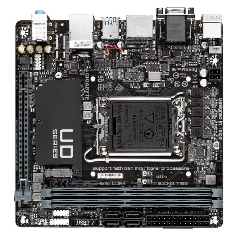 Emaplaat GIGABYTE H610I DDR4, Intel LGA 1700, Mini-ITX