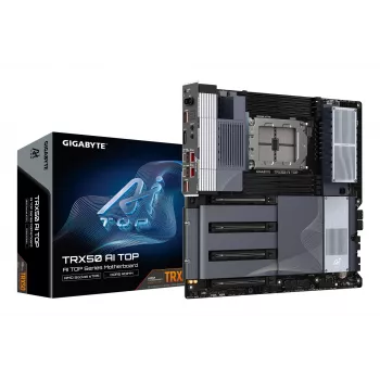 GIGABYTE TRX50 AI TOP-2B emaplaat - AMD Ryzen Threadripper PRO 7000 protsessoritele, 16+8+4 faasi digitaalne VRM, kuni 5200 MHz DDR5, 4xPCIe 5.0 M.2, Wi-Fi 7, 10 GbE LAN, USB 4