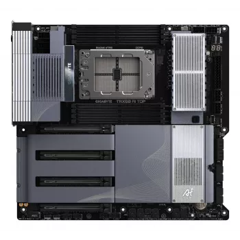 GIGABYTE TRX50 AI TOP-2B emaplaat - AMD Ryzen Threadripper PRO 7000 protsessoritele, 16+8+4 faasi digitaalne VRM, kuni 5200 MHz DDR5, 4xPCIe 5.0 M.2, Wi-Fi 7, 10 GbE LAN, USB 4