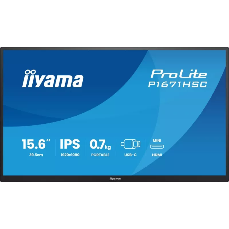 iiyama ProLite P1671HSC-B1 arvutimonitor 39,6 cm (15,6 tolli) 1920 x 1080 pikslit Full HD LED must