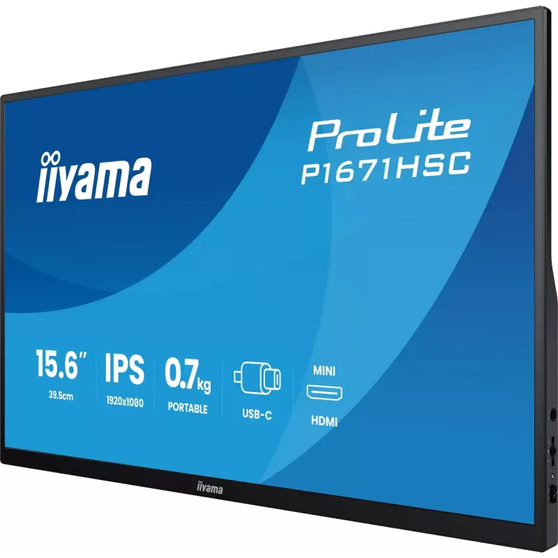 iiyama ProLite P1671HSC-B1 arvutimonitor 39,6 cm (15,6 tolli) 1920 x 1080 pikslit Full HD LED must