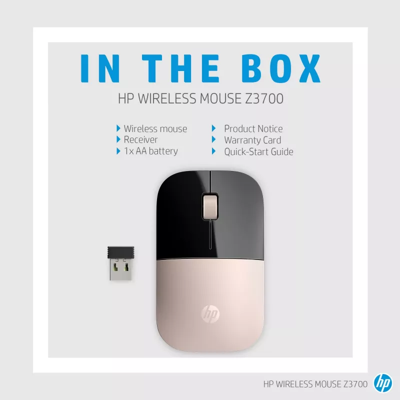 HP Z3700 sinine juhtmevaba hiir, kahekäeline, optiline, RF-juhtmevaba, 1200 DPI, sinine