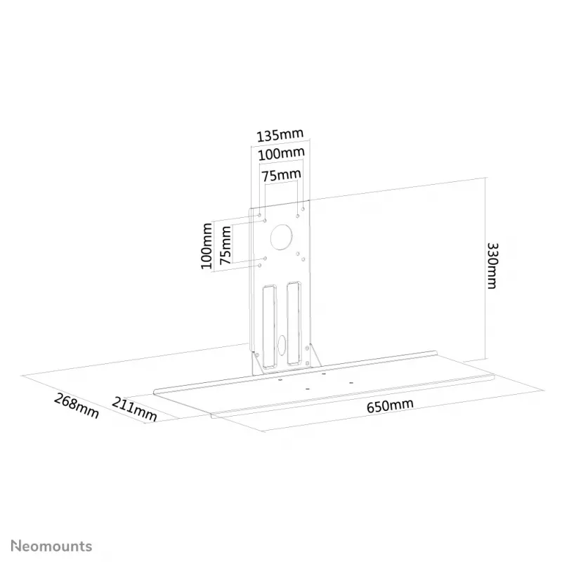Neomounts KEYB-V200Must klaviatuuri/hiire riiul VESA paigaldusega - laius 65 cm