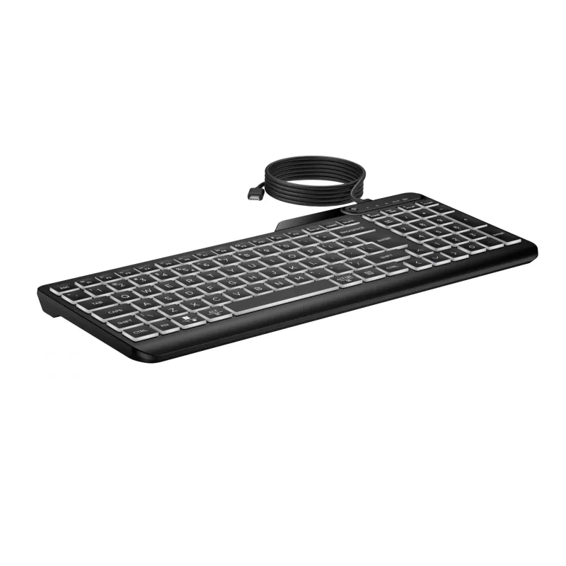 HP 405 Multi-Seadme taustvalgustusega juhtmega klaviatuur, täissuuruses (100%), juhtmega, USB, membraan, must