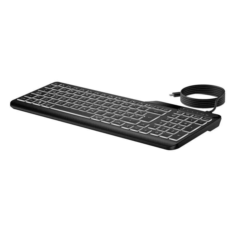 HP 405 Multi-Seadme taustvalgustusega juhtmega klaviatuur, täissuuruses (100%), juhtmega, USB, membraan, must