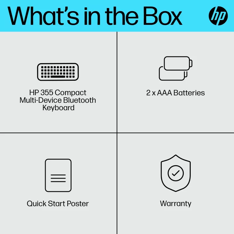 HP 355 kompaktne Bluetooth-klaviatuur — juhtmeta mehaaniliste klahvidega, must, 0,34 kg