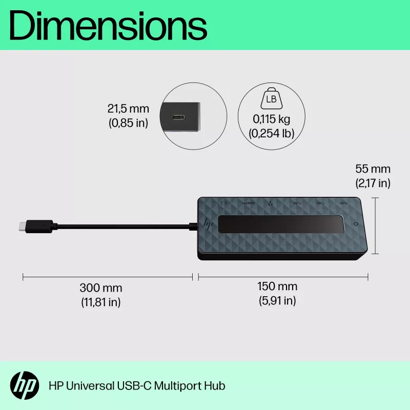 HP Universal USB-C Multiport Hub USB 3.2 Gen 1 Type-C Must