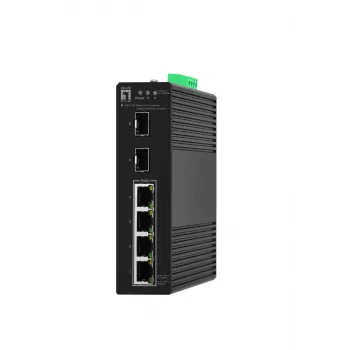 LevelOne Hilbert 6-porti tööstuslik gigabitine PoE Smart Lite lüliti, 2 x SFP, 4 PoE väljundit, 802.3at/af PoE