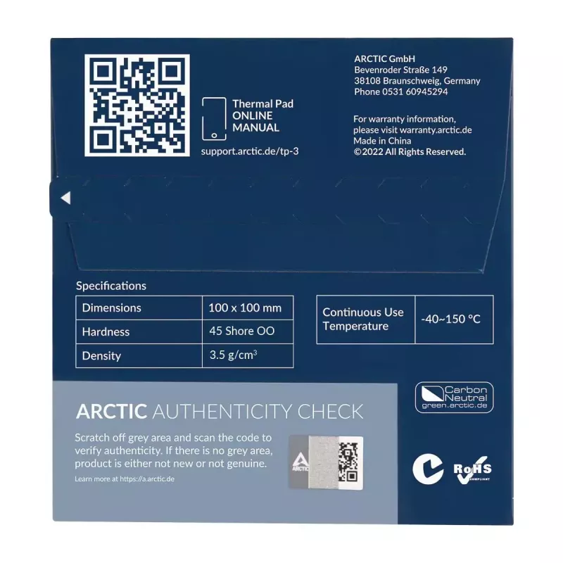 ARCTIC TP-3 Premium Performance termopadi 100 x 100 mm, 1,5 mm