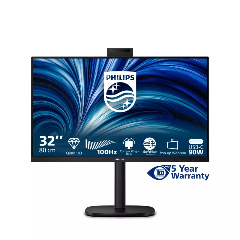 Philips 3000 seeria 32B2U3601H/00 arvutimonitor 80 cm (31,5 tolli) 2560 x 1440 pikslit Quad HD LCD must